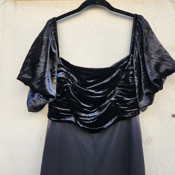 Reiss Julianna Puff Sleeve Velvet Off-Shoulder Jumpsuit - Picture 7 of 12